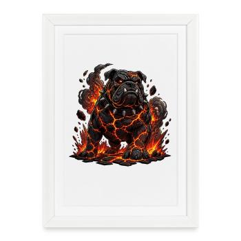 Bouledogue de Lave aux Griffes de Feu - Affiche encadrée (27 × 37 cm) - blanc - Devant
