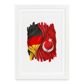 Drapeaux fiers de l’Allemagne et de la Turquie - Affiche encadrée (27 × 37 cm) - blanc - Devant
