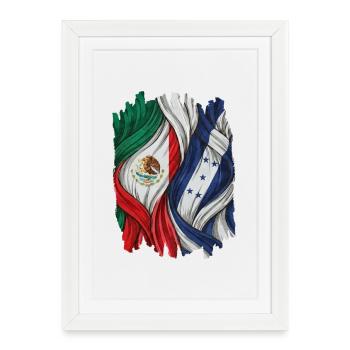 Fiers des drapeaux du Mexique et du Honduras - Affiche encadrée (27 × 37 cm) - blanc - Devant