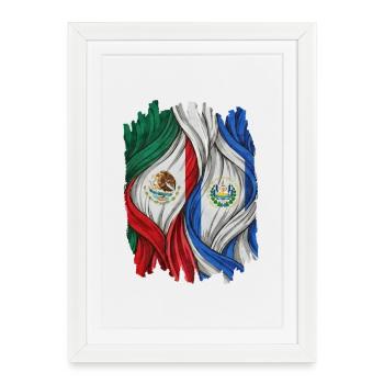 Fiers des drapeaux du Mexique et du Salvador - Affiche encadrée (27 × 37 cm) - blanc - Devant