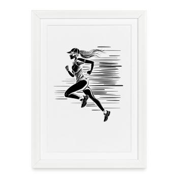 Dessin du coureur - Affiche encadrée (27 × 37 cm) - blanc - Devant