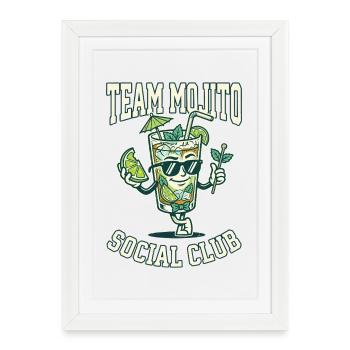 Barman de cocktails Mojito pour enterrement de vie de garçon - Affiche encadrée (27 × 37 cm) - blanc - Devant