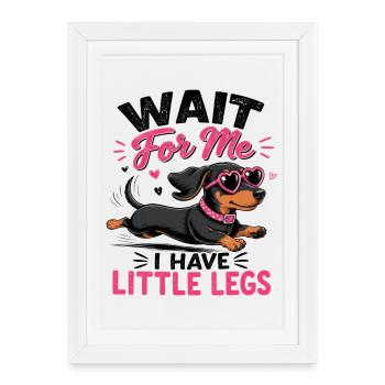 Attends-moi : Petit chien aux os fins - Affiche encadrée (27 × 37 cm) - blanc - Devant