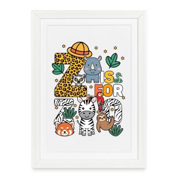 Z Is For Zoo Party Jungle Zoo Birthday Animals - Framed poster (27 × 37 cm) - white - Front