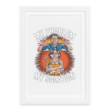 Ébéniste : mon problème, ma maman pictogramme, papa. - Affiche encadrée (27 × 37 cm) - blanc - Devant
