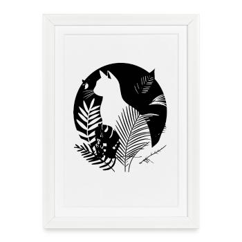 Cat portrait - Framed poster (27 × 37 cm) - white - Front