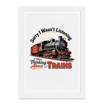Nostalgic Steam Locomotive Illustration - Framed poster (27 × 37 cm) - white - Front