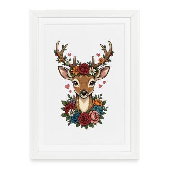 Deer Antlers Hearts Folk Festival Traditional Costumes Replacement - Framed poster (27 × 37 cm) - white - Front