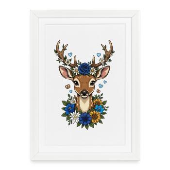 Deer Antlers Diamonds Folk Festival Traditional Costumes Replacement - Framed poster (27 × 37 cm) - white - Front