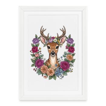 Festival folklorique des Fleurs de Cerf Costumes Traditionnels Cadeau de remplacement - Affiche encadrée (27 × 37 cm) - blanc - Devant