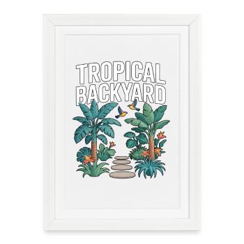 Jardin tropical arrière - Affiche encadrée (27 × 37 cm) - blanc - Devant