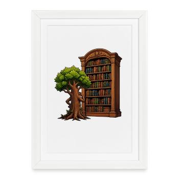 Tree meets bookcase - Framed poster (27 × 37 cm) - white - Front