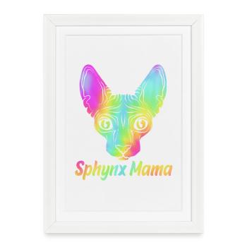 Sphynx Mama - Affiche encadrée (27 × 37 cm) - blanc - Devant
