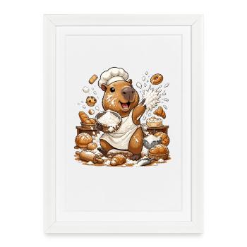 Kitchen Capybara Baking Magic - Framed poster (27 × 37 cm) - white - Front