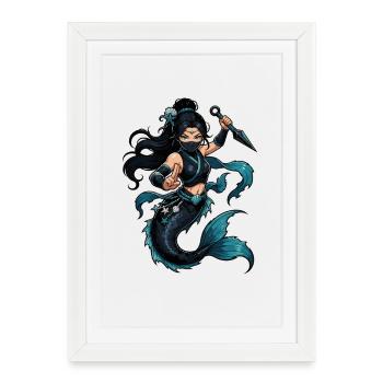 Sea Ninja Mermaid - Framed poster (27 × 37 cm) - white - Front