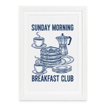 Petit-déjeuner, brunch, café, petit-déjeuner du dimanche matin - Affiche encadrée (27 × 37 cm) - blanc - Devant
