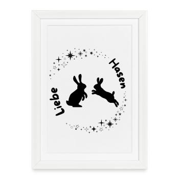 Amour du lapin de l’anneau stellaire - Affiche encadrée (27 × 37 cm) - blanc - Devant
