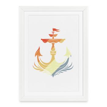Croquis d’ancre à voile Vintage - Affiche encadrée (27 × 37 cm) - blanc - Devant