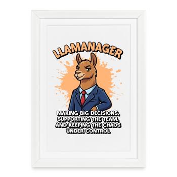 Llamanager Chef Schäff | Chef d’équipe | Directeur général - Affiche encadrée (27 × 37 cm) - blanc - Devant