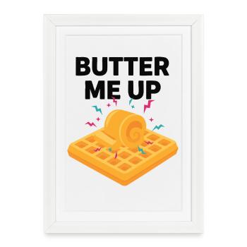 Petit-déjeuner Brunch drôle Café Pancake Beurre Me Beurre - Affiche encadrée (27 × 37 cm) - blanc - Devant