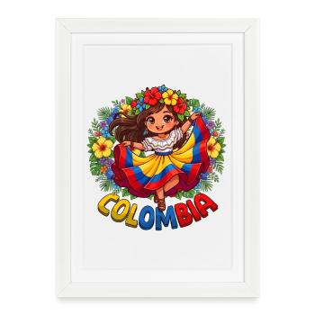 La Fille d’Honneur folklorique colombienne - Affiche encadrée (27 × 37 cm) - blanc - Devant