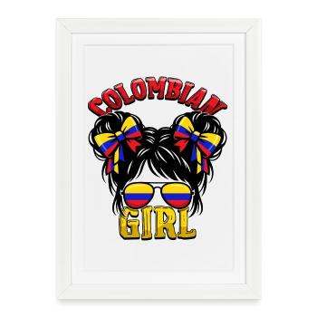 Colombian Girl Colombia Flag Colombia - Framed poster (27 × 37 cm) - white - Front