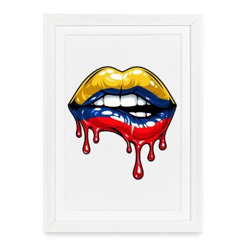 Funny Colombian Flag Colombia - Framed poster (27 × 37 cm) - white - Front