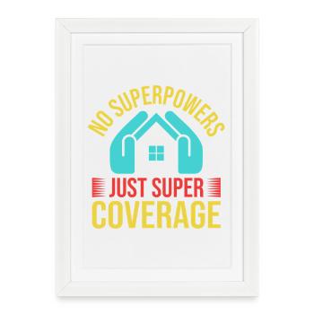 Assurance Super Couverture Agent d’Assurance Drôle - Affiche encadrée (27 × 37 cm) - blanc - Devant
