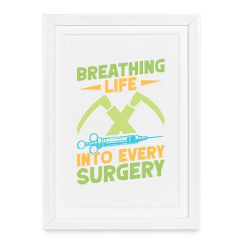 Anesthésiste Anesthésie Respiratoire - Affiche encadrée (27 × 37 cm) - blanc - Devant