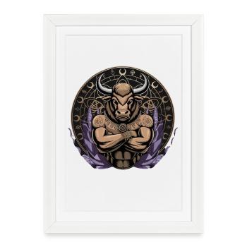 Mystic Taurus Zodiac Taurus Esoteric Symbol - Framed poster (27 × 37 cm) - white - Front