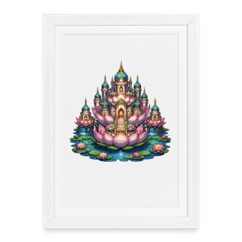 Palais du temple du lotus dans l’eau - Affiche encadrée (27 × 37 cm) - blanc - Devant