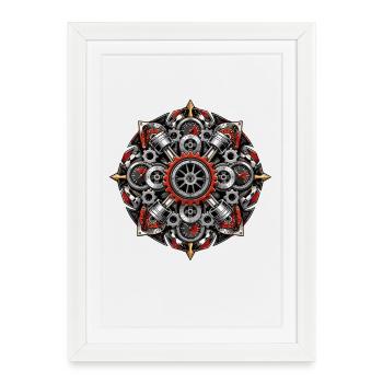 Gear Mandala of Screw Art - Framed poster (27 × 37 cm) - white - Front