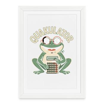 QUACULATOR funny frog with calculator - Framed poster (27 × 37 cm) - white - Front