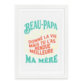 Beau-Papa Humour Cadeau Fête Des Pères Retro - Affiche encadrée (27 × 37 cm) - blanc - Devant
