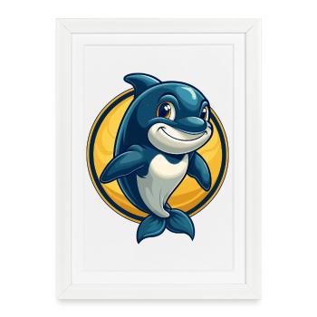Orca Kawaii Mascot Cartoon Character Clipart Logo - Framed poster (27 × 37 cm) - white - Front