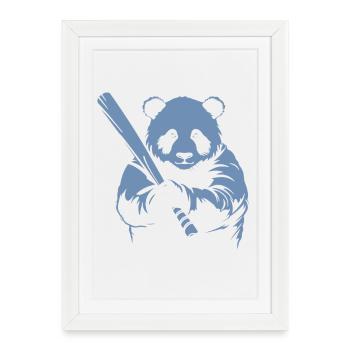 Minimalist Panda Baseball Player Silhouette - Framed poster (27 × 37 cm) - white - Front