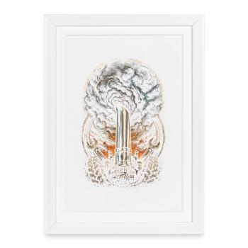 Tempête d’échappement de charbon roulante - Affiche encadrée (27 × 37 cm) - blanc - Devant