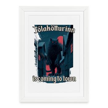 Yule Cat mythical creature ólakötturinn - Framed poster (27 × 37 cm) - white - Front