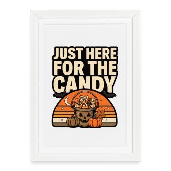Bonbons d’Halloween – Juste là pour les bonbons - Affiche encadrée (27 × 37 cm) - blanc - Devant