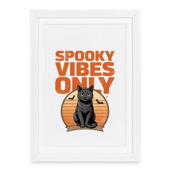 Black Cat Halloween – Spooky Vibes Only - Framed poster (27 × 37 cm) - white - Front
