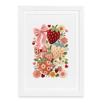 Strawberry Strawberries - Framed poster (27 × 37 cm) - white - Front