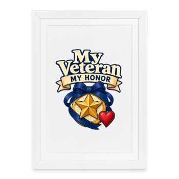 Mon vétéran Mon Honneur, fière épouse vétéran Militaire G - Affiche encadrée (27 × 37 cm) - blanc - Devant