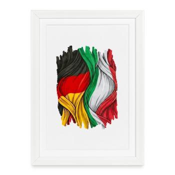 Fiers du drapeau allemand et italien - Affiche encadrée (27 × 37 cm) - blanc - Devant