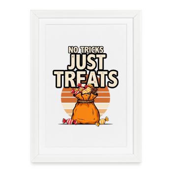 Bonbons d’Halloween – Pas de tours Juste des friandises - Affiche encadrée (27 × 37 cm) - blanc - Devant