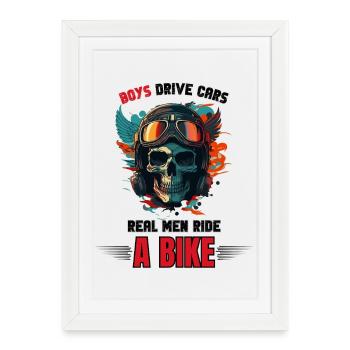 De vrais hommes font du vélo - Affiche encadrée (27 × 37 cm) - blanc - Devant