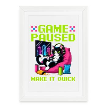 Gamer Gaming Cat Video Game - Framed poster (27 × 37 cm) - white - Front