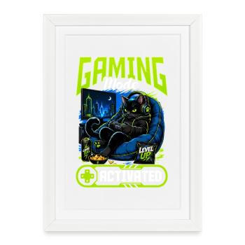 Gamer Gaming Cat Video Game - Framed poster (27 × 37 cm) - white - Front