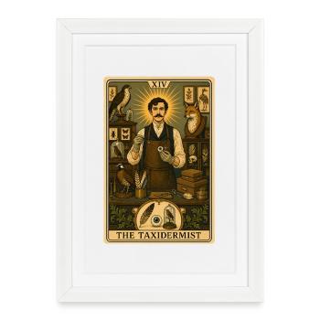 Taxidermiste | Tarot de taxidermie - Affiche encadrée (27 × 37 cm) - blanc - Devant
