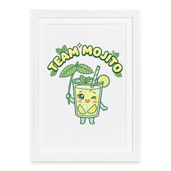 Barman de cocktails Mojito pour enterrement de vie de garçon - Affiche encadrée (27 × 37 cm) - blanc - Devant