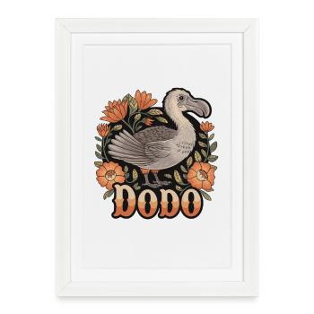 DODO Dodo Bird Retro Flowers Extinct Animal - Framed poster (27 × 37 cm) - white - Front